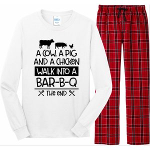 A Cow A Pig And A Chicken Walk Into A Bar B Q The End BBQ Long Sleeve Pajama Set