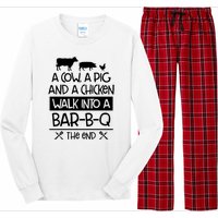 A Cow A Pig And A Chicken Walk Into A Bar B Q The End BBQ Long Sleeve Pajama Set