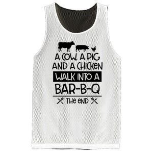 A Cow A Pig And A Chicken Walk Into A Bar B Q The End BBQ Mesh Reversible Basketball Jersey Tank