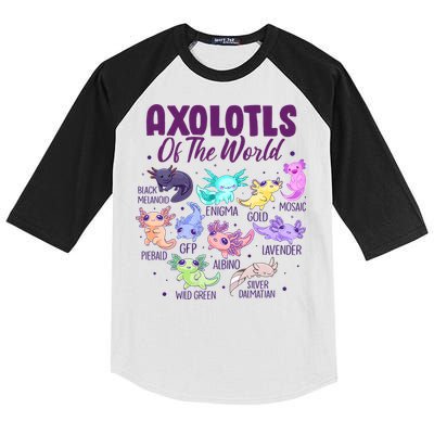 Axolotl Cute Axolotls Of The World Kawaii Kids Colorblock Raglan Jersey