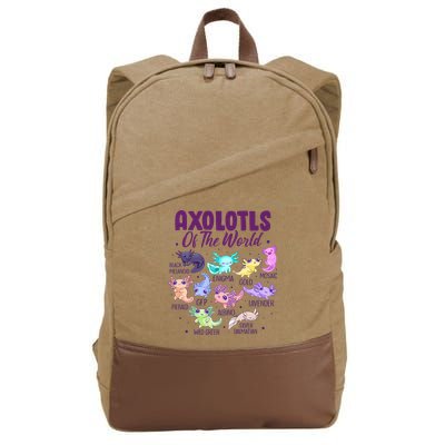 Axolotl Cute Axolotls Of The World Kawaii Cotton Canvas Backpack