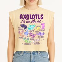 Axolotl Cute Axolotls Of The World Kawaii Garment-Dyed Women's Muscle Tee