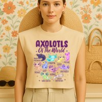 Axolotl Cute Axolotls Of The World Kawaii Garment-Dyed Women's Muscle Tee