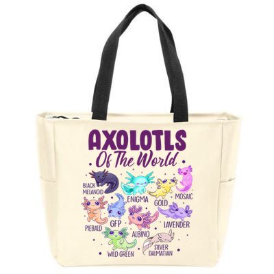 Axolotl Cute Axolotls Of The World Kawaii Zip Tote Bag
