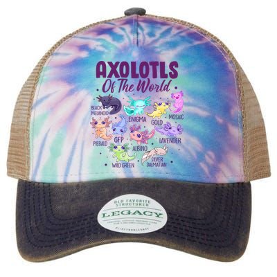 Axolotl Cute Axolotls Of The World Kawaii Legacy Tie Dye Trucker Hat