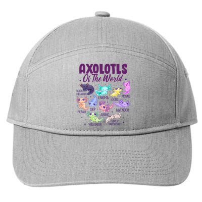 Axolotl Cute Axolotls Of The World Kawaii 7-Panel Snapback Hat