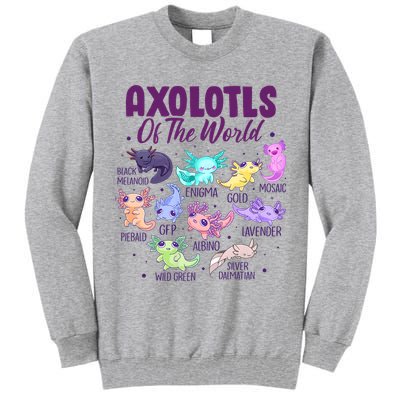 Axolotl Cute Axolotls Of The World Kawaii Tall Sweatshirt