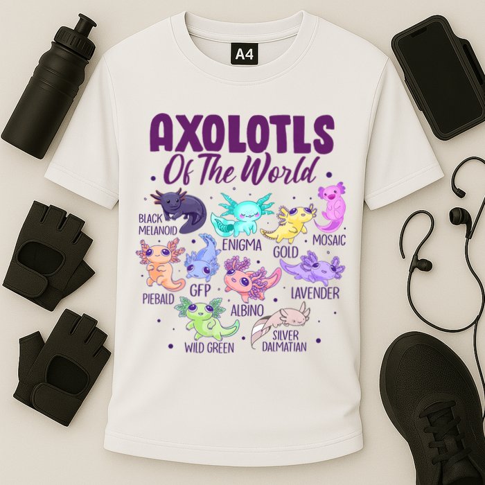 Axolotl Cute Axolotls Of The World Kawaii Performance Shirt