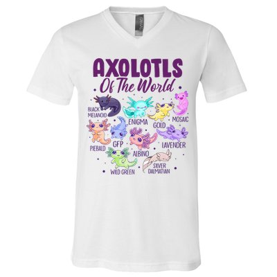 Axolotl Cute Axolotls Of The World Kawaii V-Neck T-Shirt