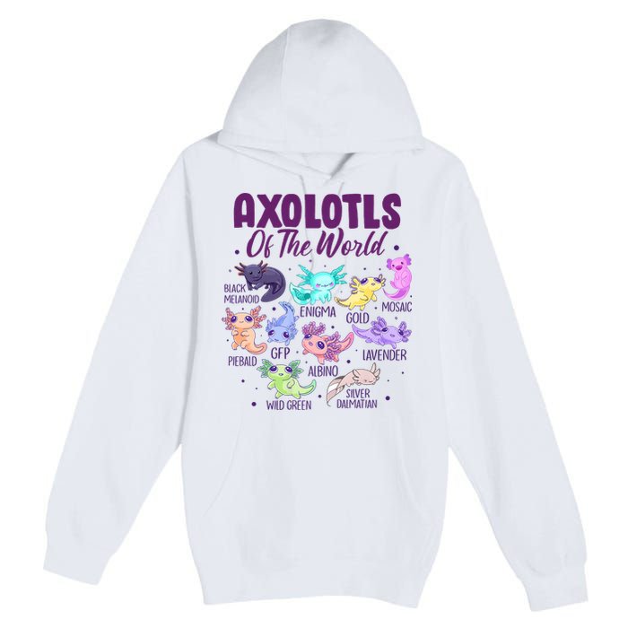 Axolotl Cute Axolotls Of The World Kawaii Premium Pullover Hoodie