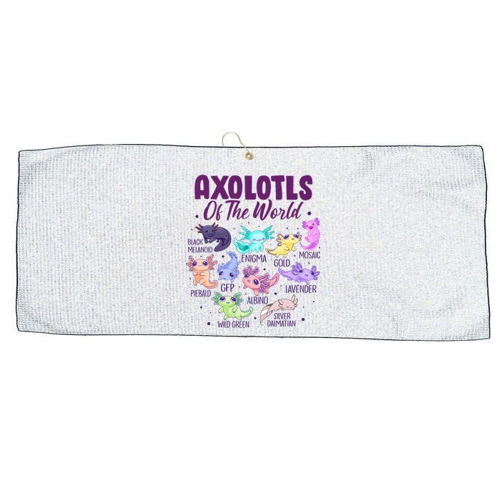 Axolotl Cute Axolotls Of The World Kawaii Large Microfiber Waffle Golf Towel