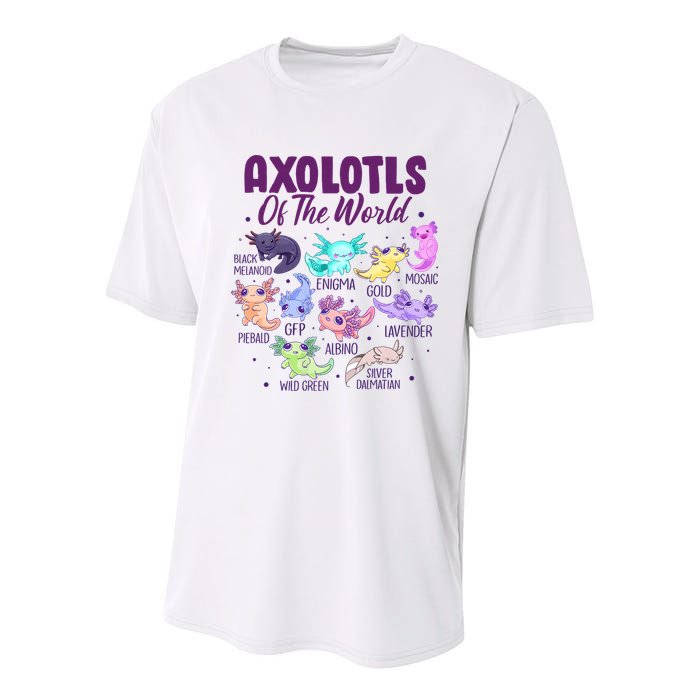 Axolotl Cute Axolotls Of The World Kawaii Youth Performance Sprint T-Shirt