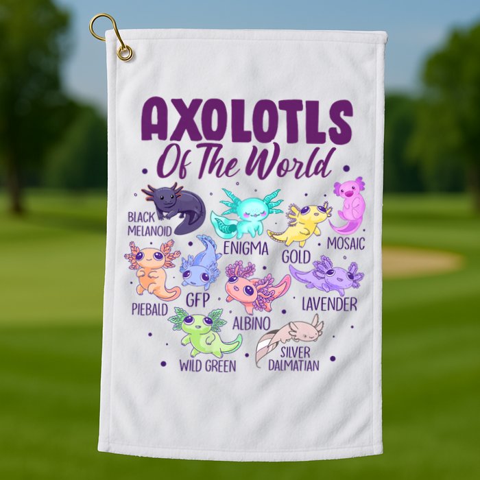 Axolotl Cute Axolotls Of The World Kawaii Golf Towel