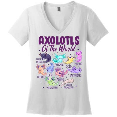 Axolotl Cute Axolotls Of The World Kawaii Women's V-Neck T-Shirt