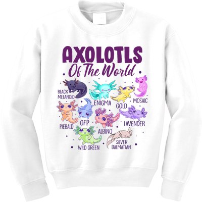 Axolotl Cute Axolotls Of The World Kawaii Kids Sweatshirt