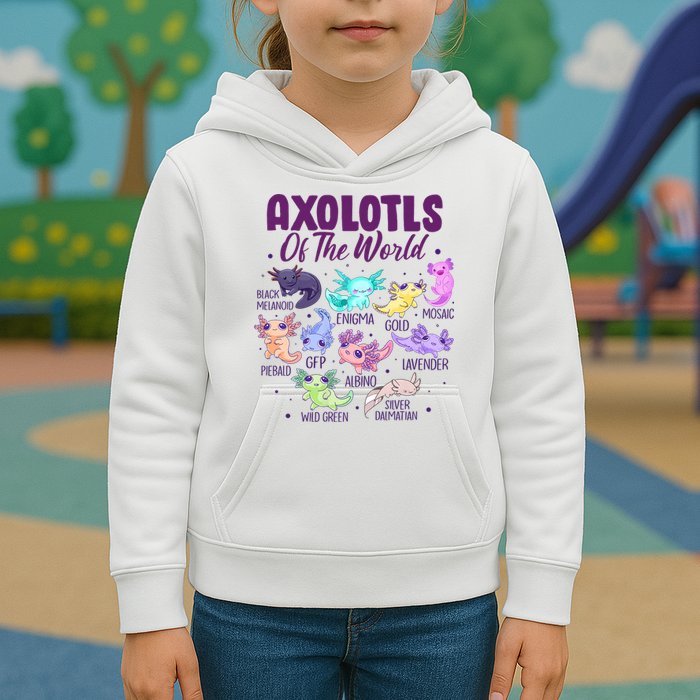Axolotl Cute Axolotls Of The World Kawaii Kids Hoodie