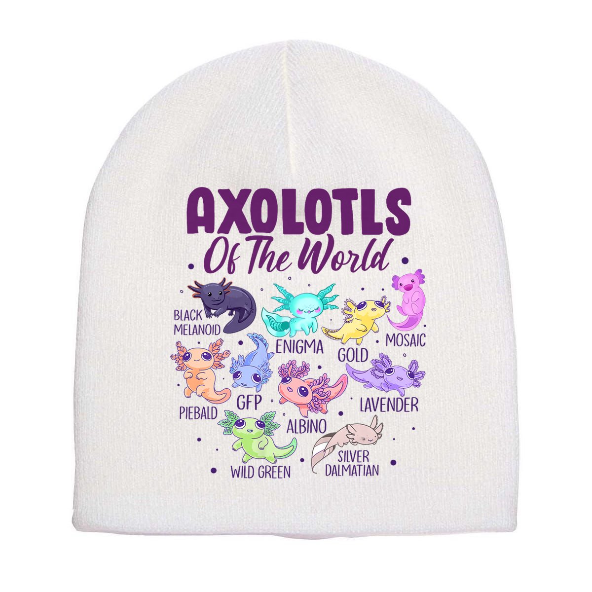 Axolotl Cute Axolotls Of The World Kawaii Short Acrylic Beanie