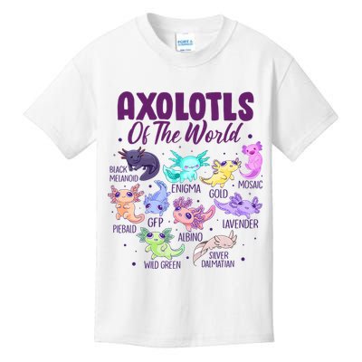 Axolotl Cute Axolotls Of The World Kawaii Kids T-Shirt