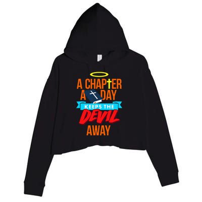 A Chapter A Day Keeps The Devil Away Christian Crop Fleece Hoodie