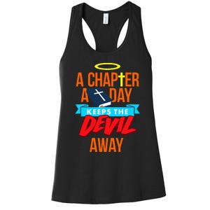 A Chapter A Day Keeps The Devil Away Christian Women's Racerback Tank