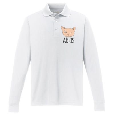 Adios Cat Performance Long Sleeve Polo