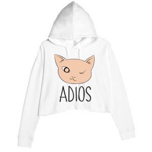 Adios Cat Crop Fleece Hoodie