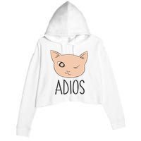 Adios Cat Crop Fleece Hoodie