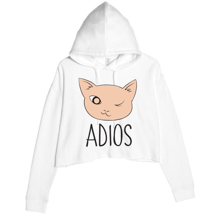 Adios Cat Crop Fleece Hoodie