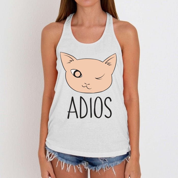 Adios Cat Women's Knotted Racerback Tank