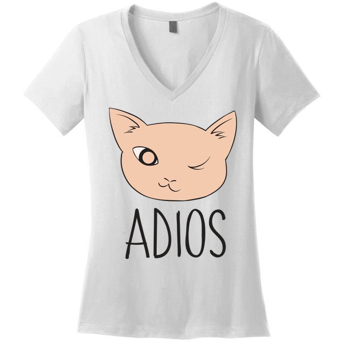 Adios Cat Women's V-Neck T-Shirt