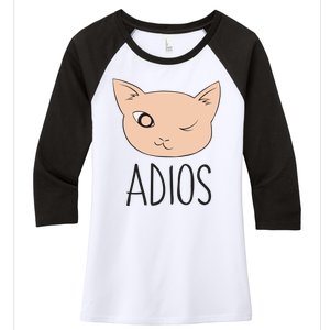 Adios Cat Women's Tri-Blend 3/4-Sleeve Raglan Shirt