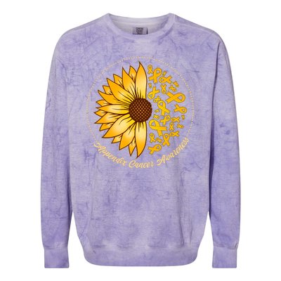 Appendix Cancer Awareness Sunflower Ribbons Colorblast Crewneck Sweatshirt