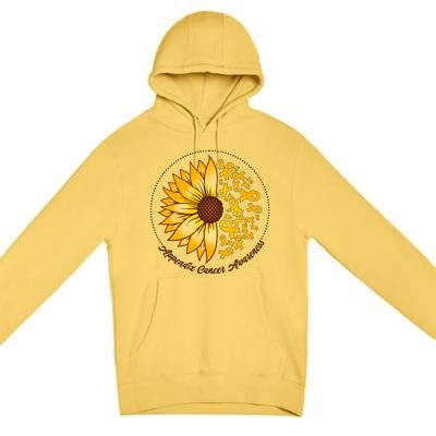 Appendix Cancer Awareness Sunflower Ribbons Premium Pullover Hoodie