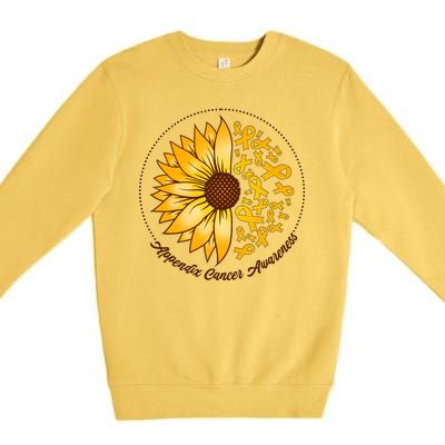 Appendix Cancer Awareness Sunflower Ribbons Premium Crewneck Sweatshirt