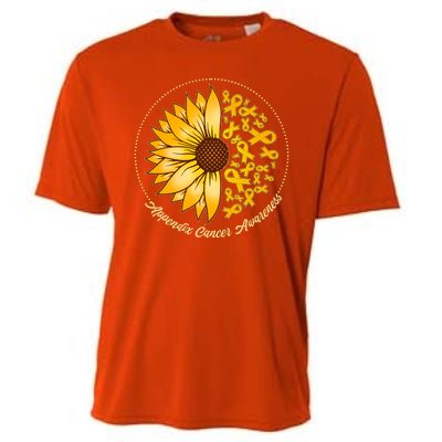 Appendix Cancer Awareness Sunflower Ribbons Cooling Performance Crew T-Shirt