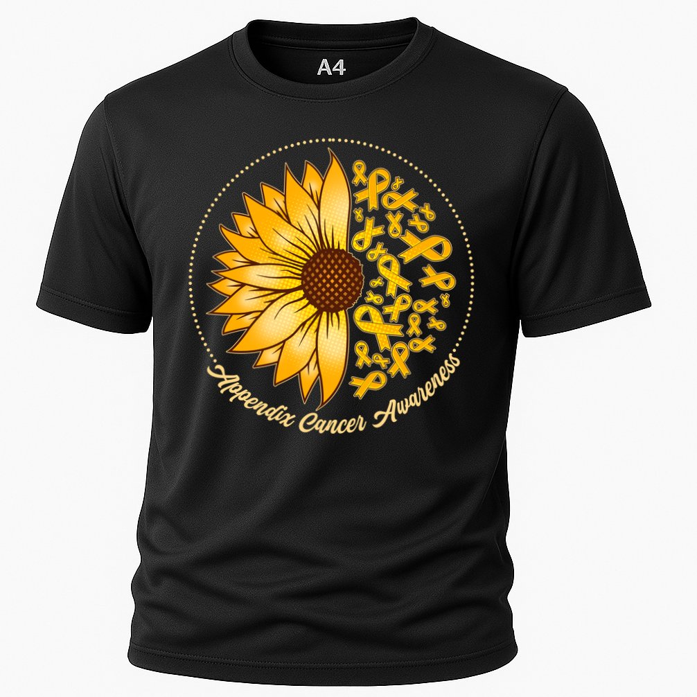 Appendix Cancer Awareness Sunflower Ribbons Cooling Performance Crew T-Shirt