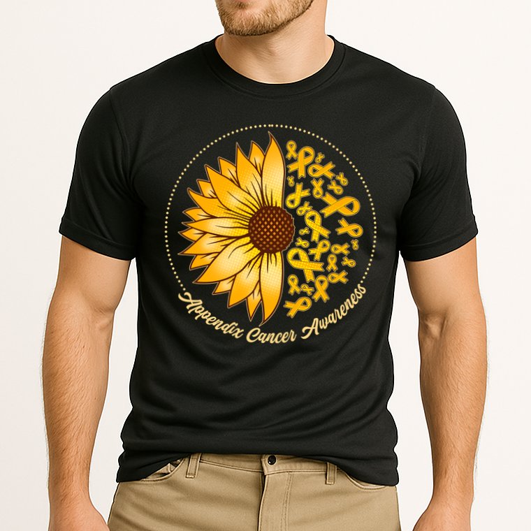 Appendix Cancer Awareness Sunflower Ribbons Cooling Performance Crew T-Shirt