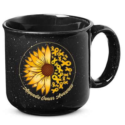 Appendix Cancer Awareness Sunflower Ribbons 15oz Campfire Ceramic Mug