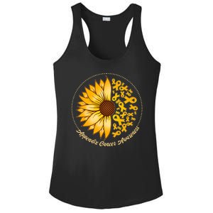 Appendix Cancer Awareness Sunflower Ribbons Ladies PosiCharge Competitor Racerback Tank