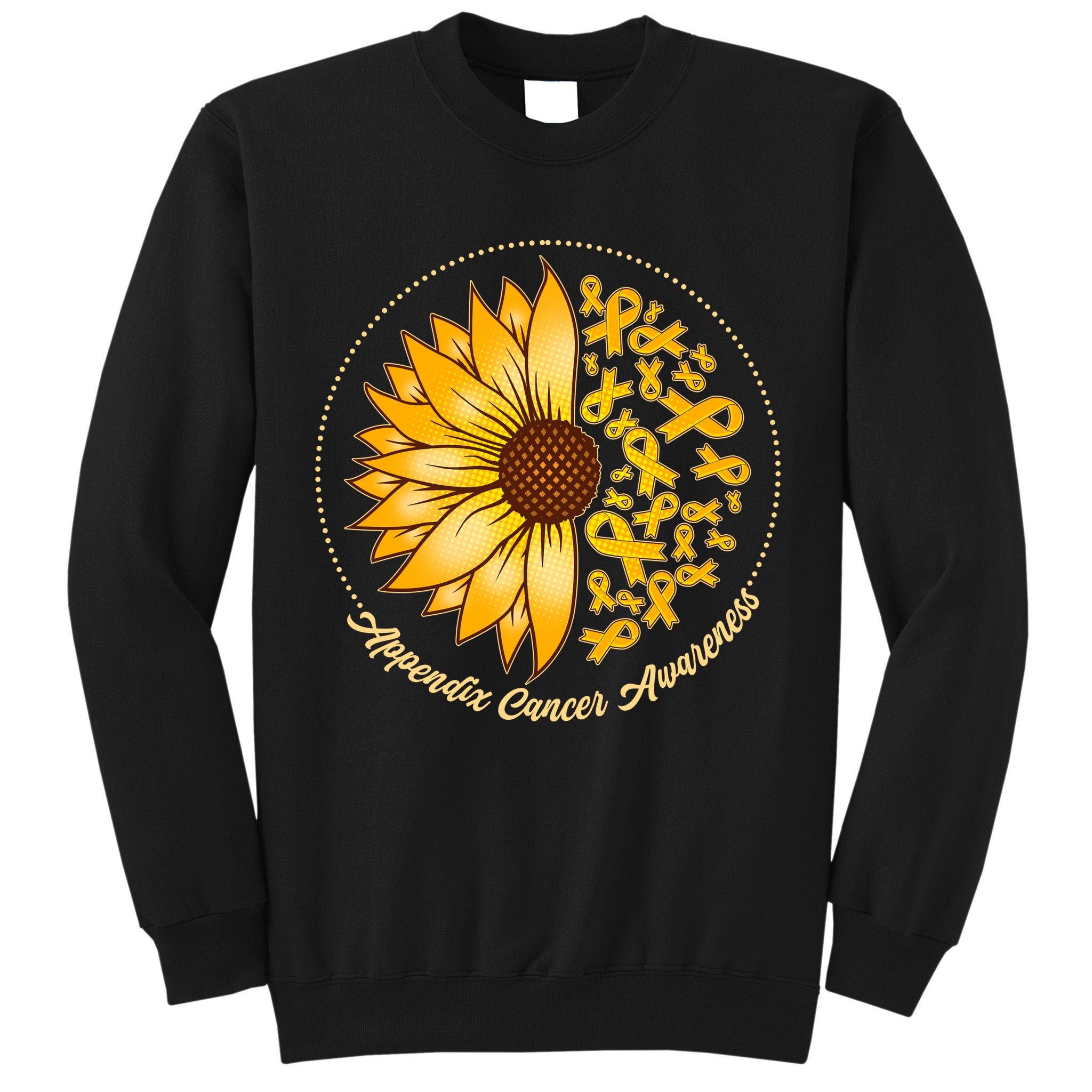 Appendix Cancer Awareness Sunflower Ribbons Tall Sweatshirt