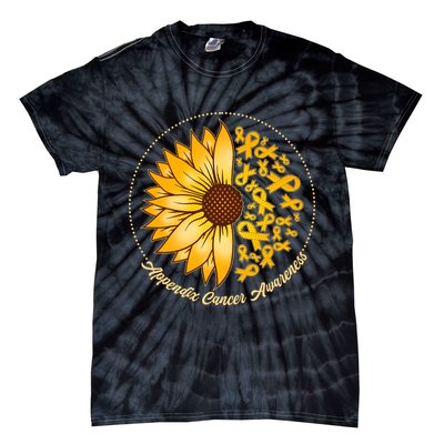 Appendix Cancer Awareness Sunflower Ribbons Tie-Dye T-Shirt