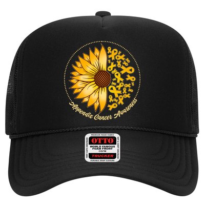 Appendix Cancer Awareness Sunflower Ribbons Trucker Hat