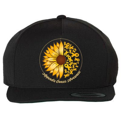 Appendix Cancer Awareness Sunflower Ribbons Wool Snapback Cap