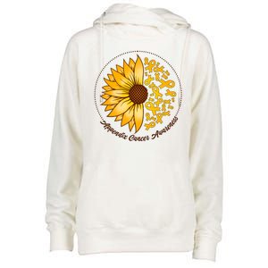 Appendix Cancer Awareness Sunflower Ribbons Womens Funnel Neck Pullover Hood