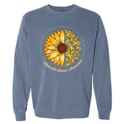 Appendix Cancer Awareness Sunflower Ribbons Garment-Dyed Sweatshirt