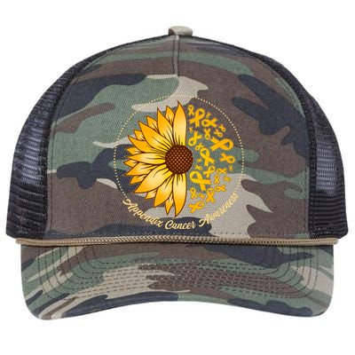 Appendix Cancer Awareness Sunflower Ribbons Retro Rope Trucker Hat Cap