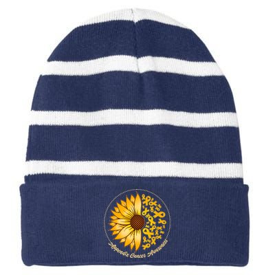 Appendix Cancer Awareness Sunflower Ribbons Striped Beanie with Solid Band