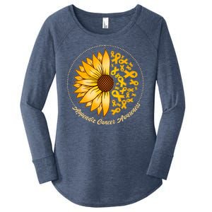 Appendix Cancer Awareness Sunflower Ribbons Women's Perfect Tri Tunic Long Sleeve Shirt