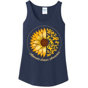 Appendix Cancer Awareness Sunflower Ribbons Ladies Essential Tank