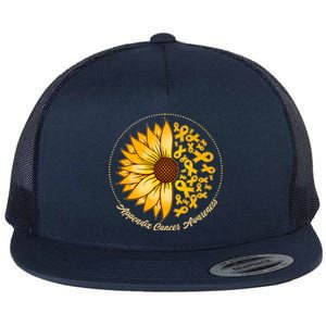 Appendix Cancer Awareness Sunflower Ribbons Flat Bill Trucker Hat